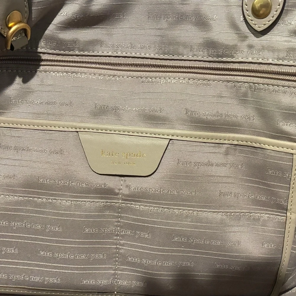 Kate Spade Everything Racing Stripe Faux Shearling Large Tote EUC - Picture 9 of 16